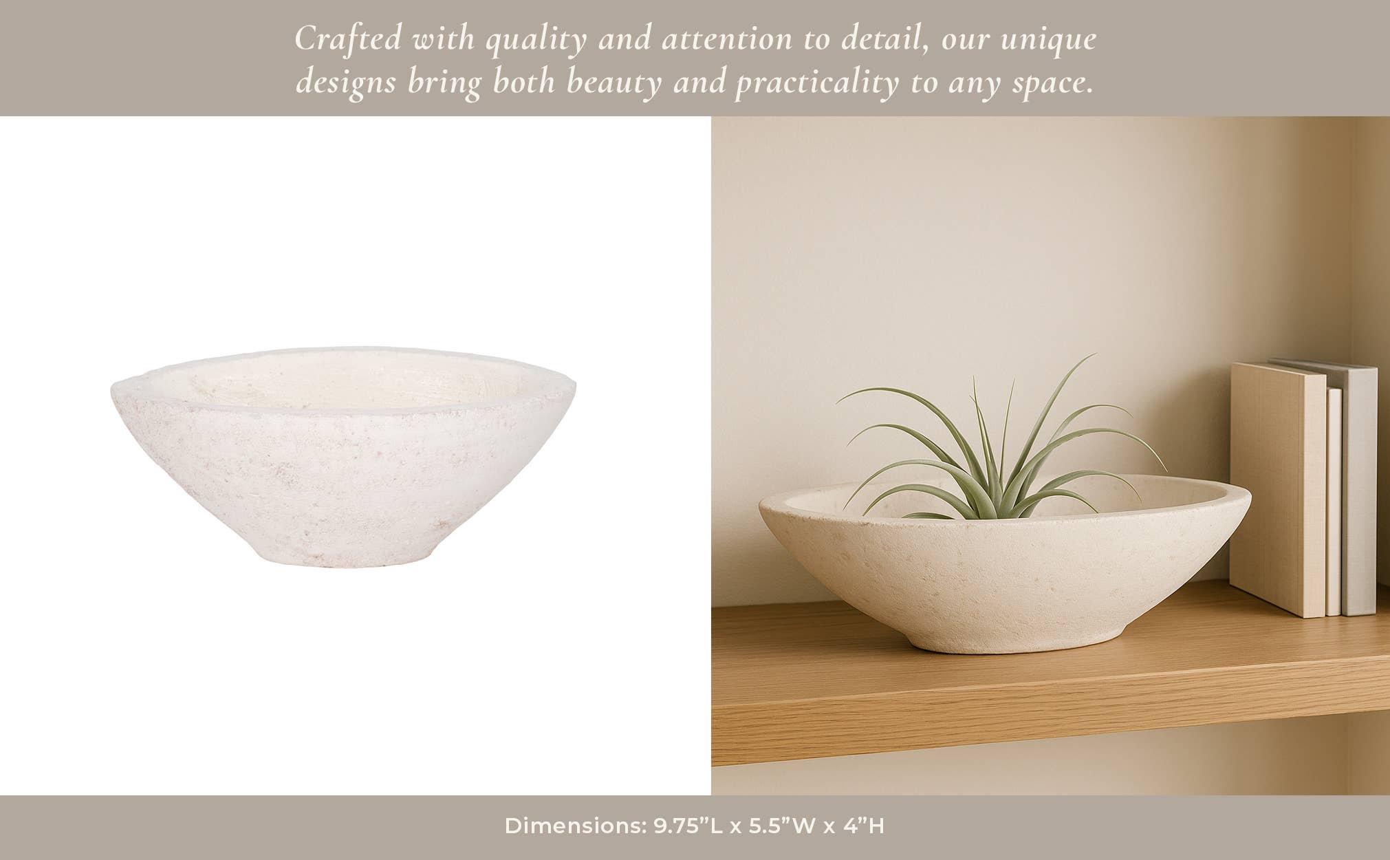 Bowl - White Artisanal Terracotta, 10 in.
