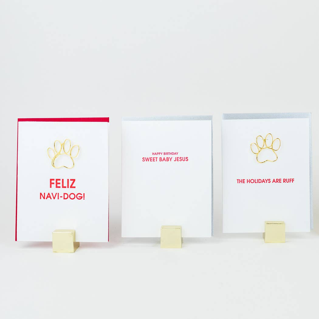 Feliz Navi-Dog  Christmas Card - Letterpress Greeting Card