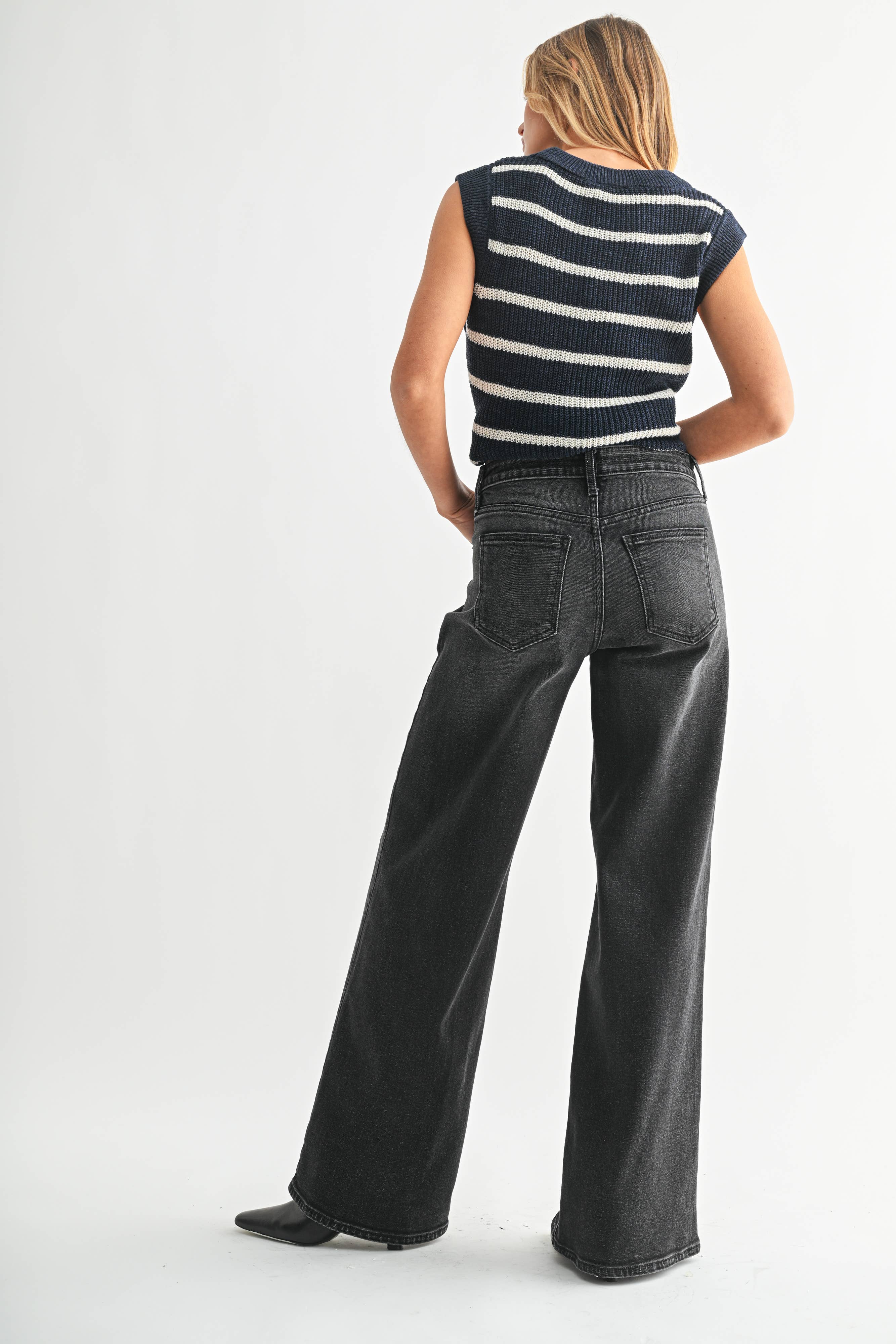 *PREORDER* JB COLLECTION Full Length Relaxed Ultra Wide Leg - WASHED BLACK