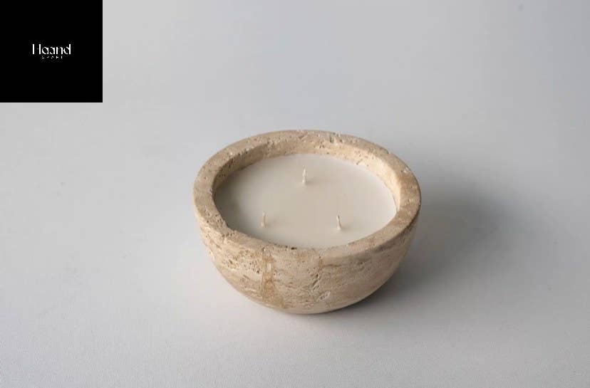 Hand Craft Large Candle Bowl, Marble Rustic SOYWAX Scented Candle: Large
