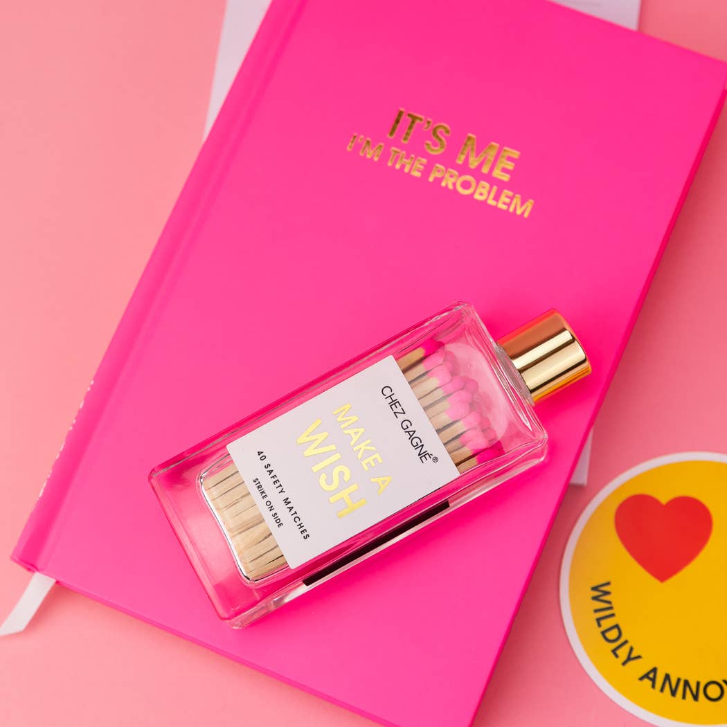 Make A Wish - Birthday Glass Bottle Safety Matches - Bright Pink