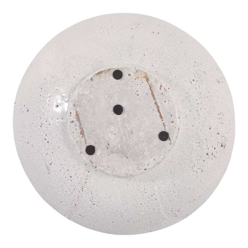 Decorative Bowl - White Terracotta Crackle Finish, 12 in.