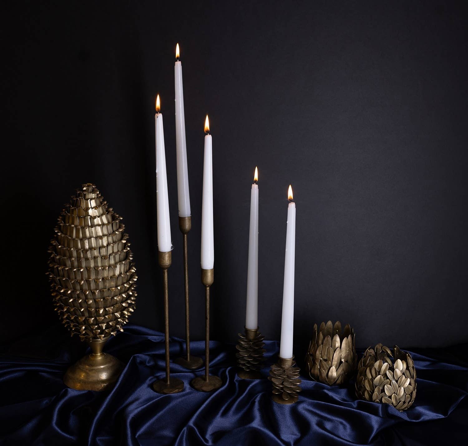 BIDK Candle Holder H 10.25" x Dia 2.25" Old Brass: OLD BRASS / IRON