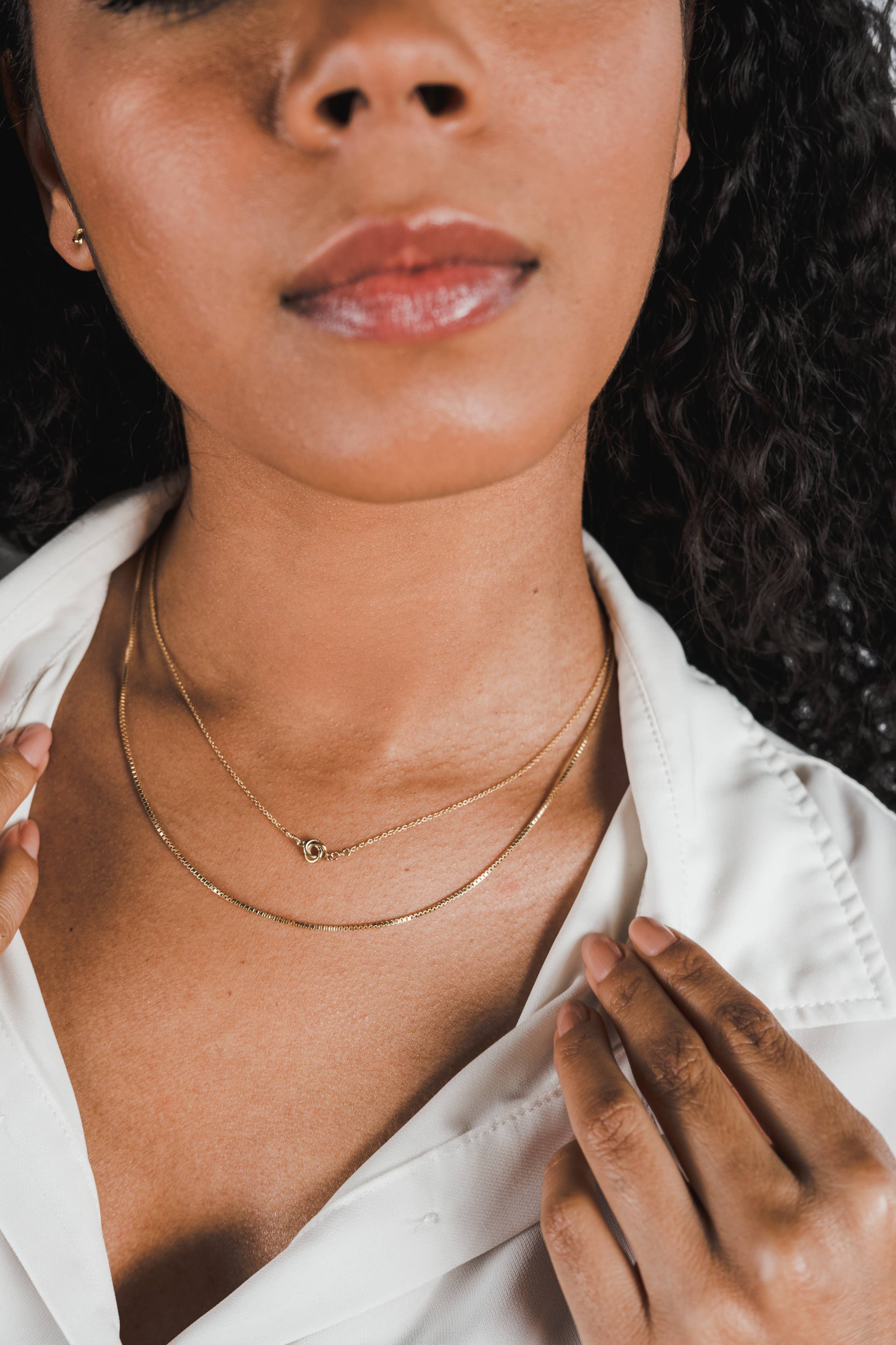 BECOMING JEWELRY Love Knot Necklace: Gold Fill