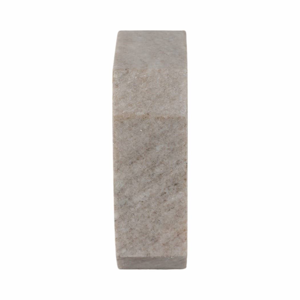 Brown/Gold 6 in. Modern Marble Octagon Table Clock