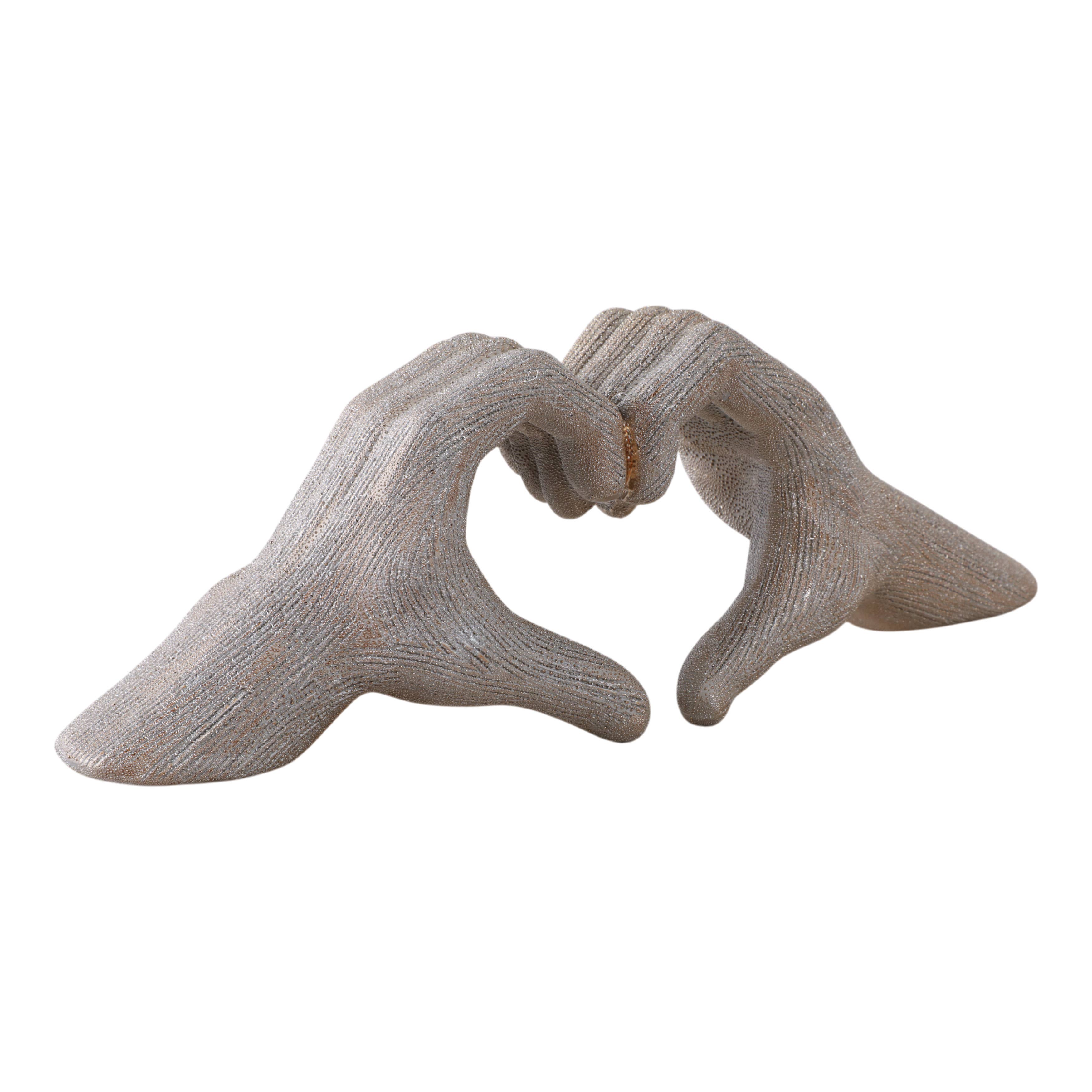 Ceramic Hands Heart Decorative Sculpture - Gold, 5 in.