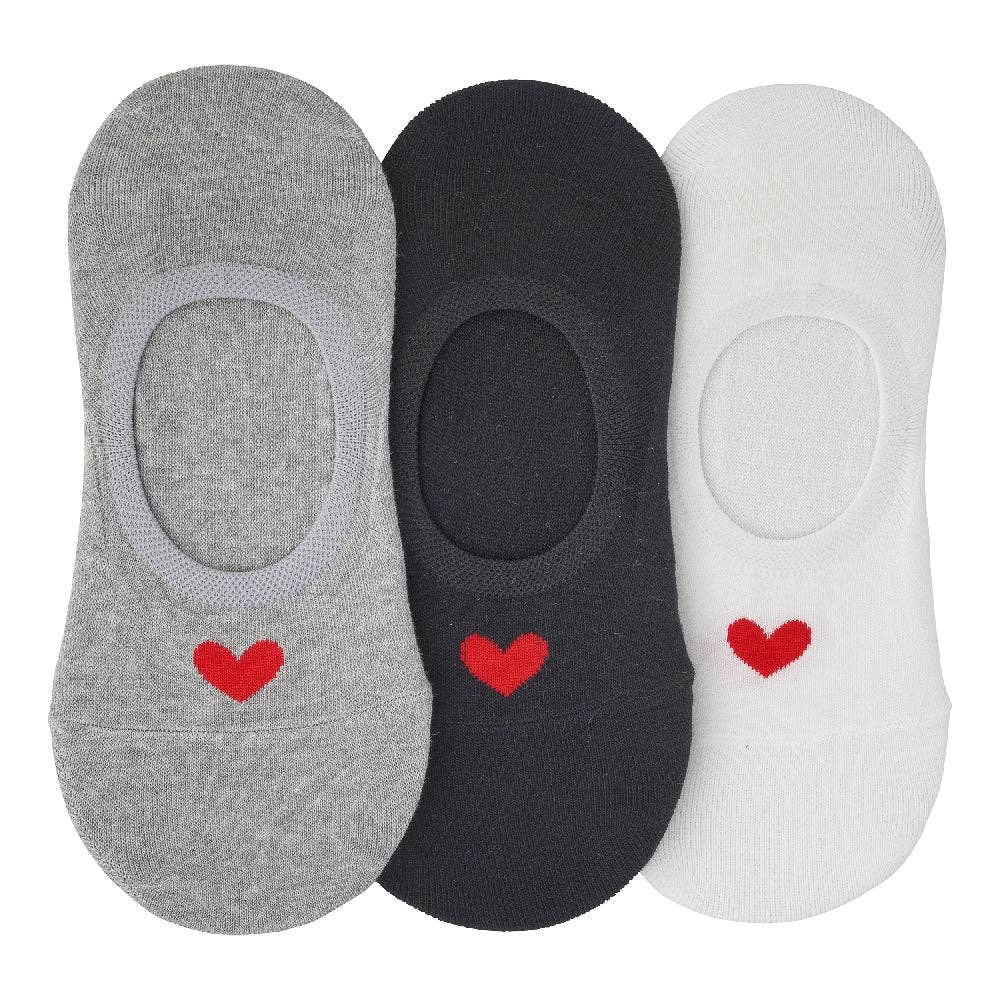 NO SHOW HEART SOCKS: Grey