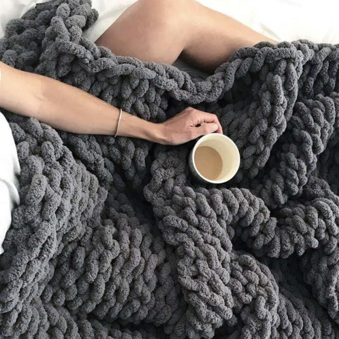 Chunky Knit Throw- Multiple Colors: Charcoal