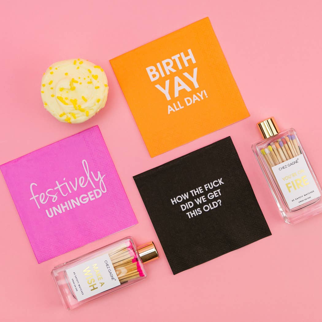 Make A Wish - Birthday Glass Bottle Safety Matches - Bright Pink