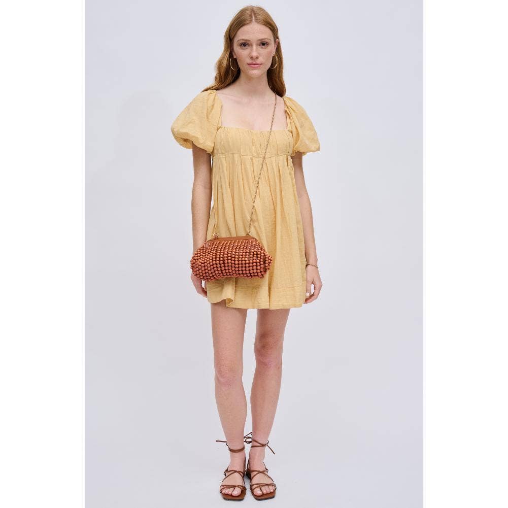 Lydia Beaded Clutch: Tan