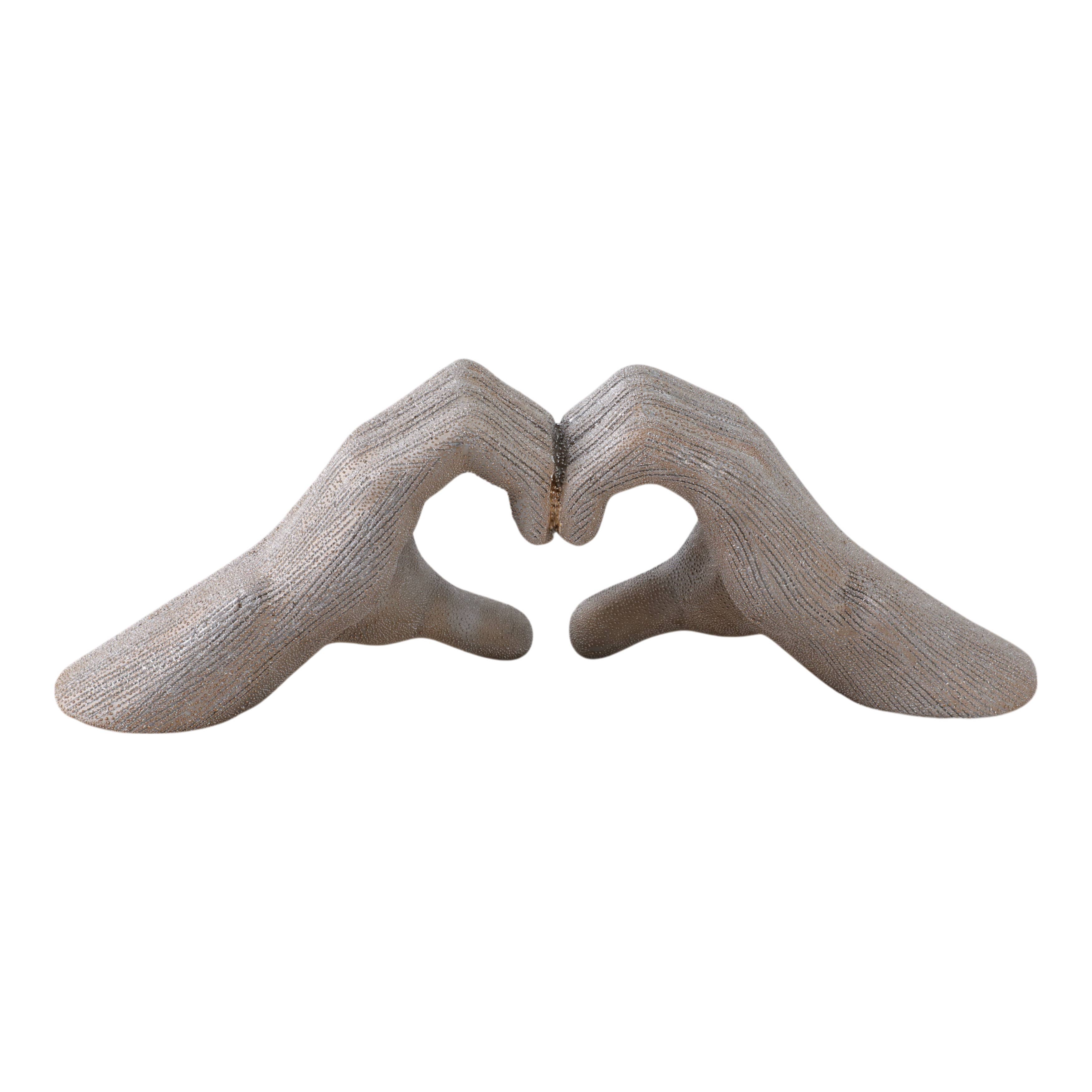 Ceramic Hands Heart Decorative Sculpture - Gold, 5 in.
