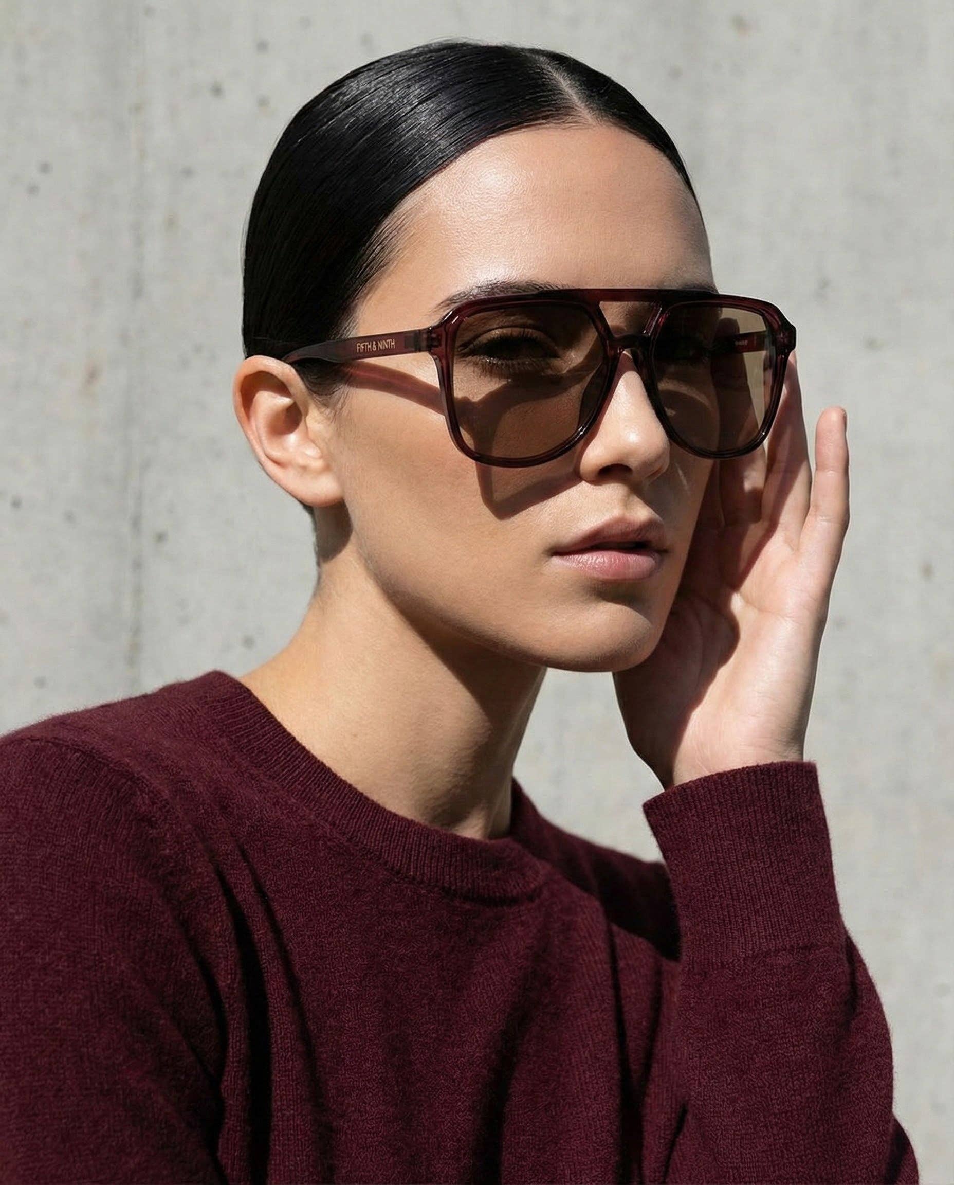 FIFTH & NINTH Lagos Sunglasses: Maroon