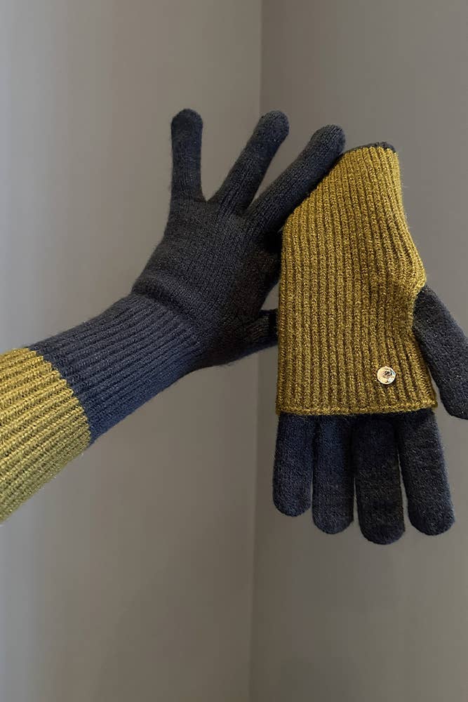 Colorblock Knitting Gloves ZK2452: 3 / One Size