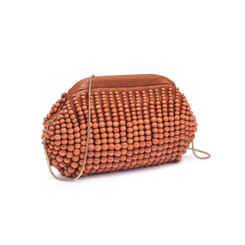 Lydia Beaded Clutch: Tan
