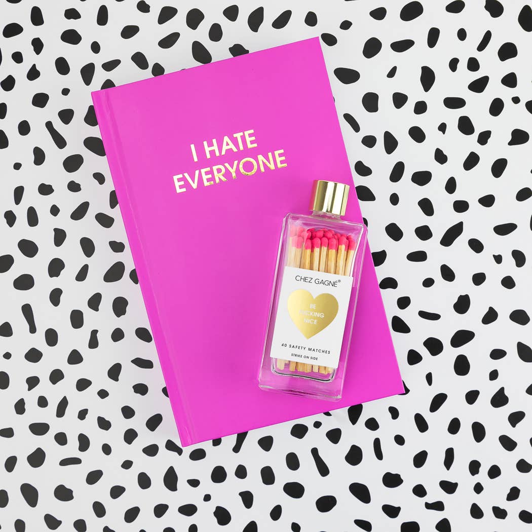Be Fucking Nice - Glass Bottle Safety Matches - Bright Pink