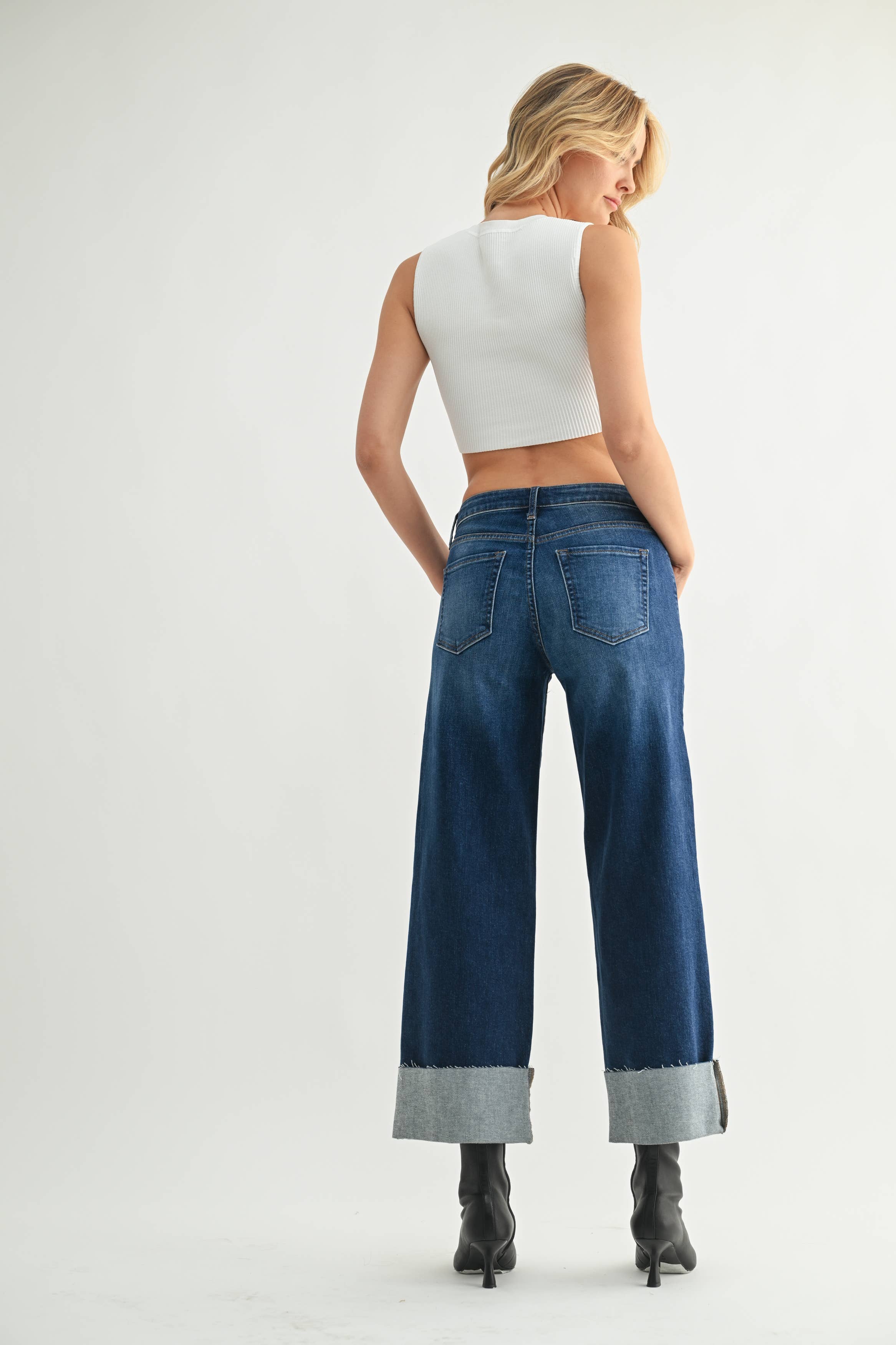 *PREORDER* JB COLLECTION Scissor Cut Cuffed Wide Leg