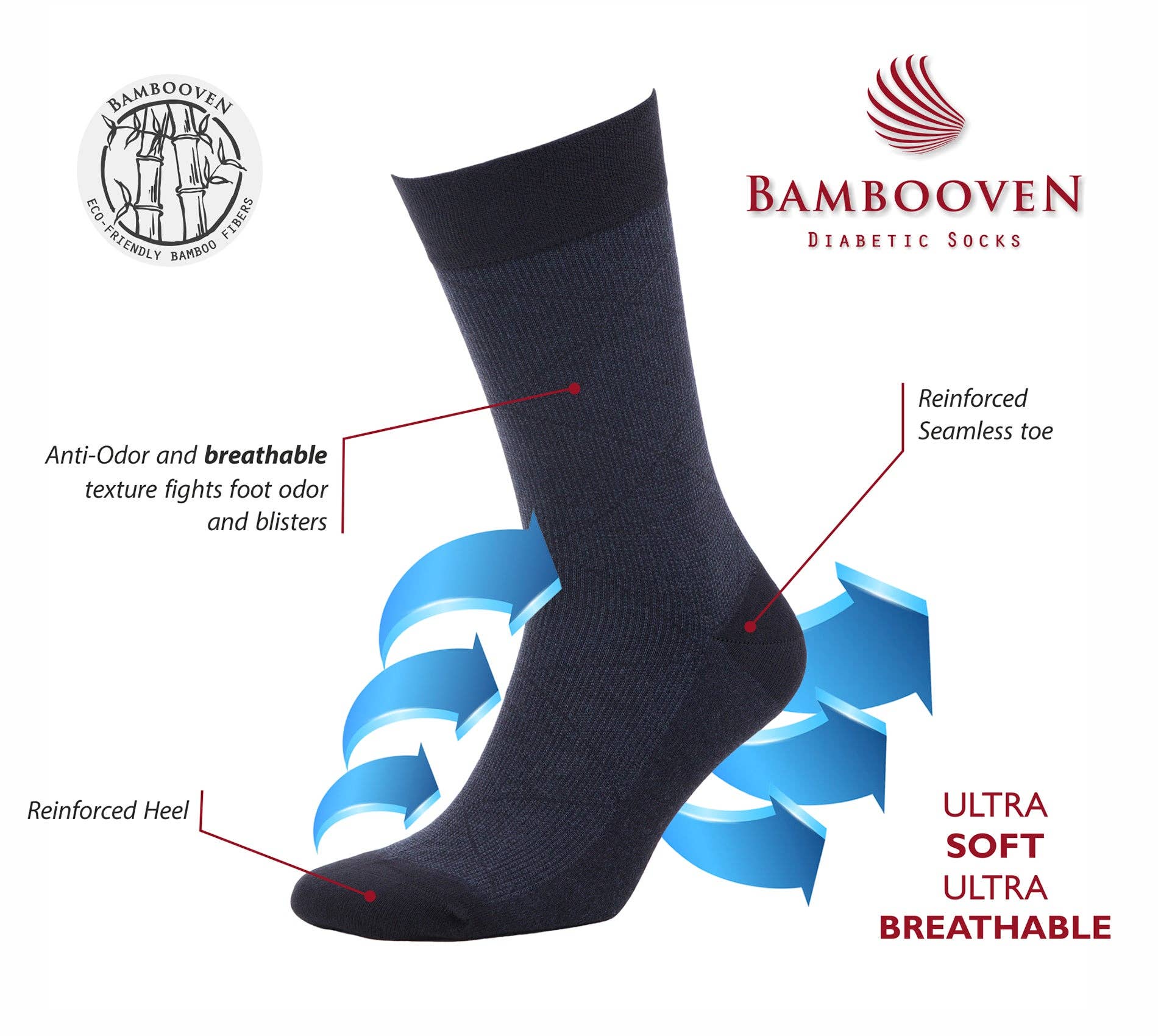Bambooven Men’s Bamboo Dress & Trouser Socks 6-Pairs (594)
