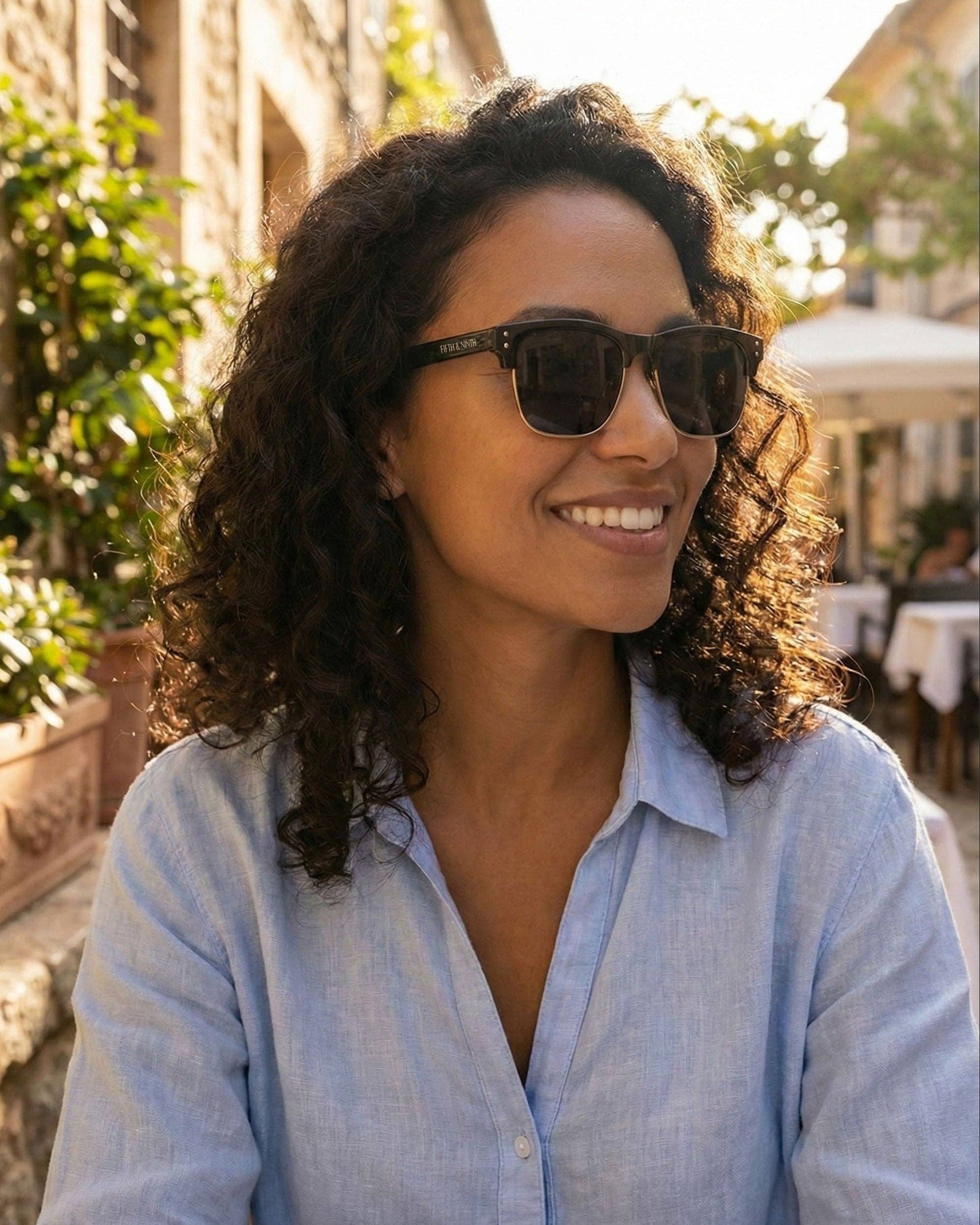 FIFTH & NINTH Otis Polarized Sunglasses: Black/Silver / Polarized