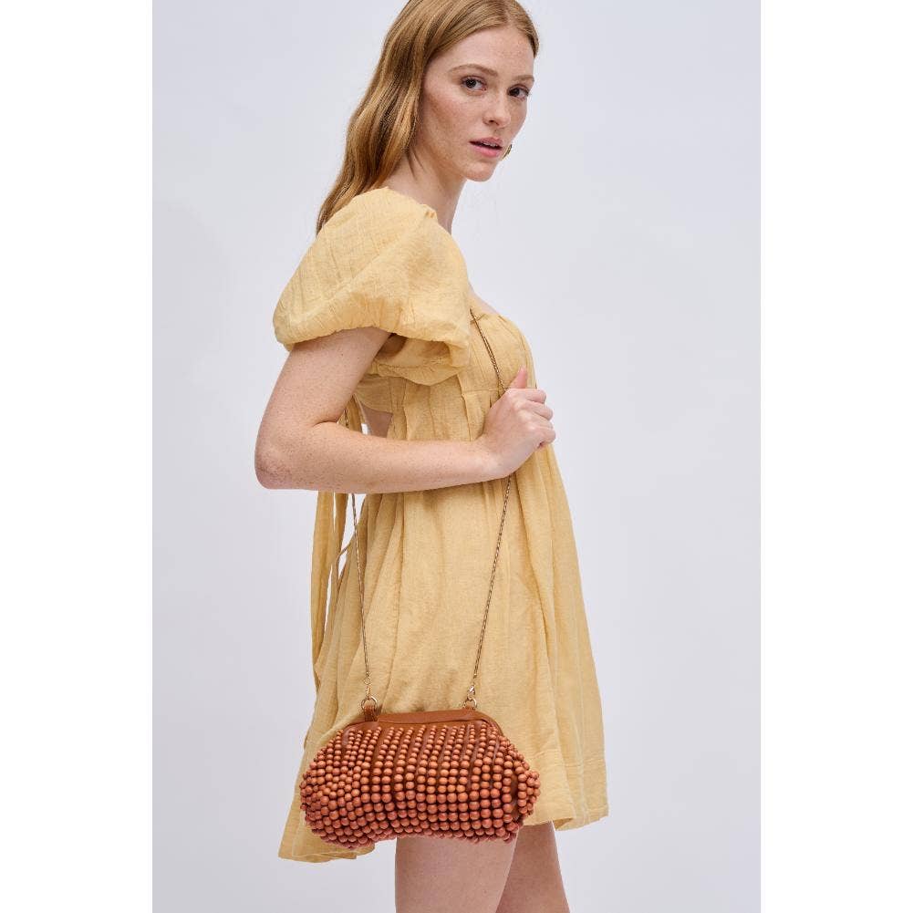Lydia Beaded Clutch: Tan