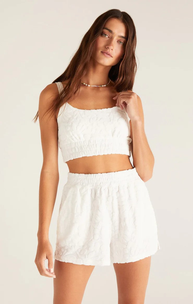 Zsupply Sunkissed White Shell Terry Bra-Apparel-The Life ™ Boutique | Westfield, NJ-The Life ™ Boutique | Westfield, NJ