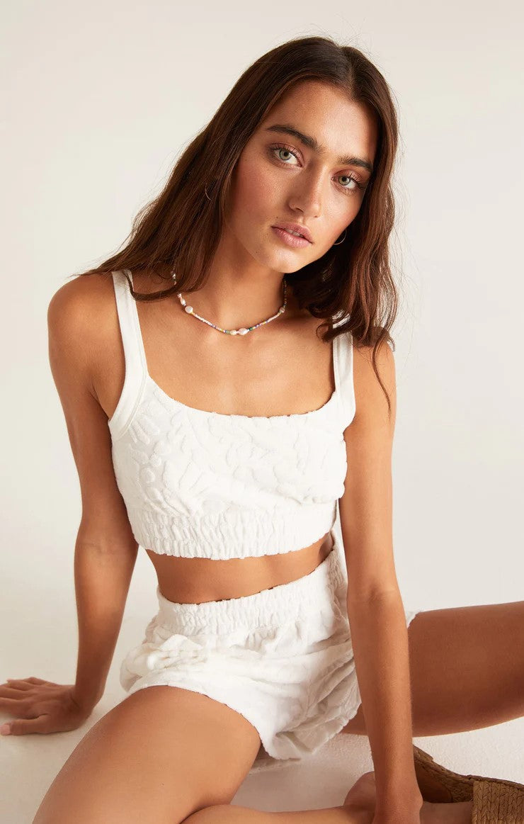 Zsupply Sunkissed White Shell Terry Bra-Apparel-The Life ™ Boutique | Westfield, NJ-The Life ™ Boutique | Westfield, NJ