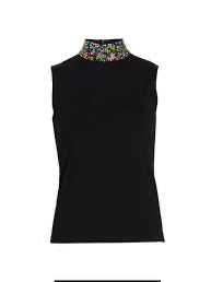 L'AGENCE Emily Embellished Mock Neck-Apparel-The Life ™ Boutique | Westfield, NJ-Xsmall-The Life ™ Boutique | Westfield, NJ