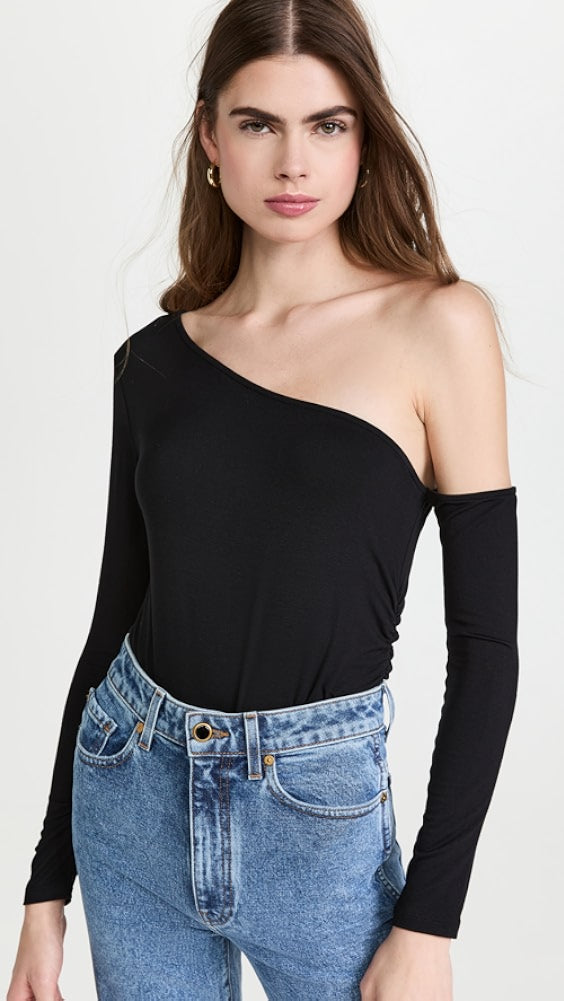 L'Agence Hattie One Shoulder Top - Black-Apparel-The Life ™ Boutique | Westfield, NJ-XS-The Life ™ Boutique | Westfield, NJ