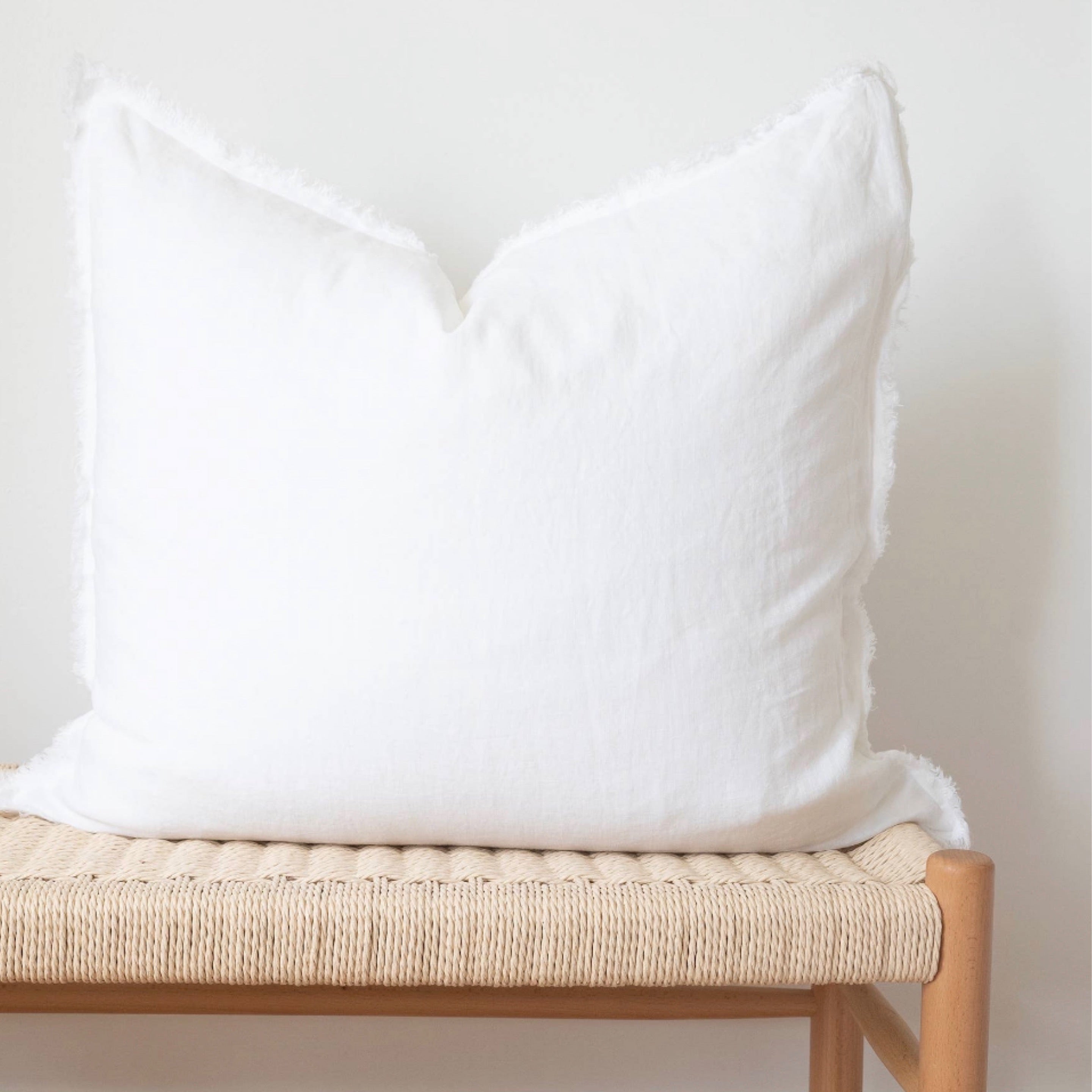 24X24 Fringe Edged Pillow Case White-Home Decor-The Life ™ Boutique | Westfield, NJ-The Life ™ Boutique | Westfield, NJ