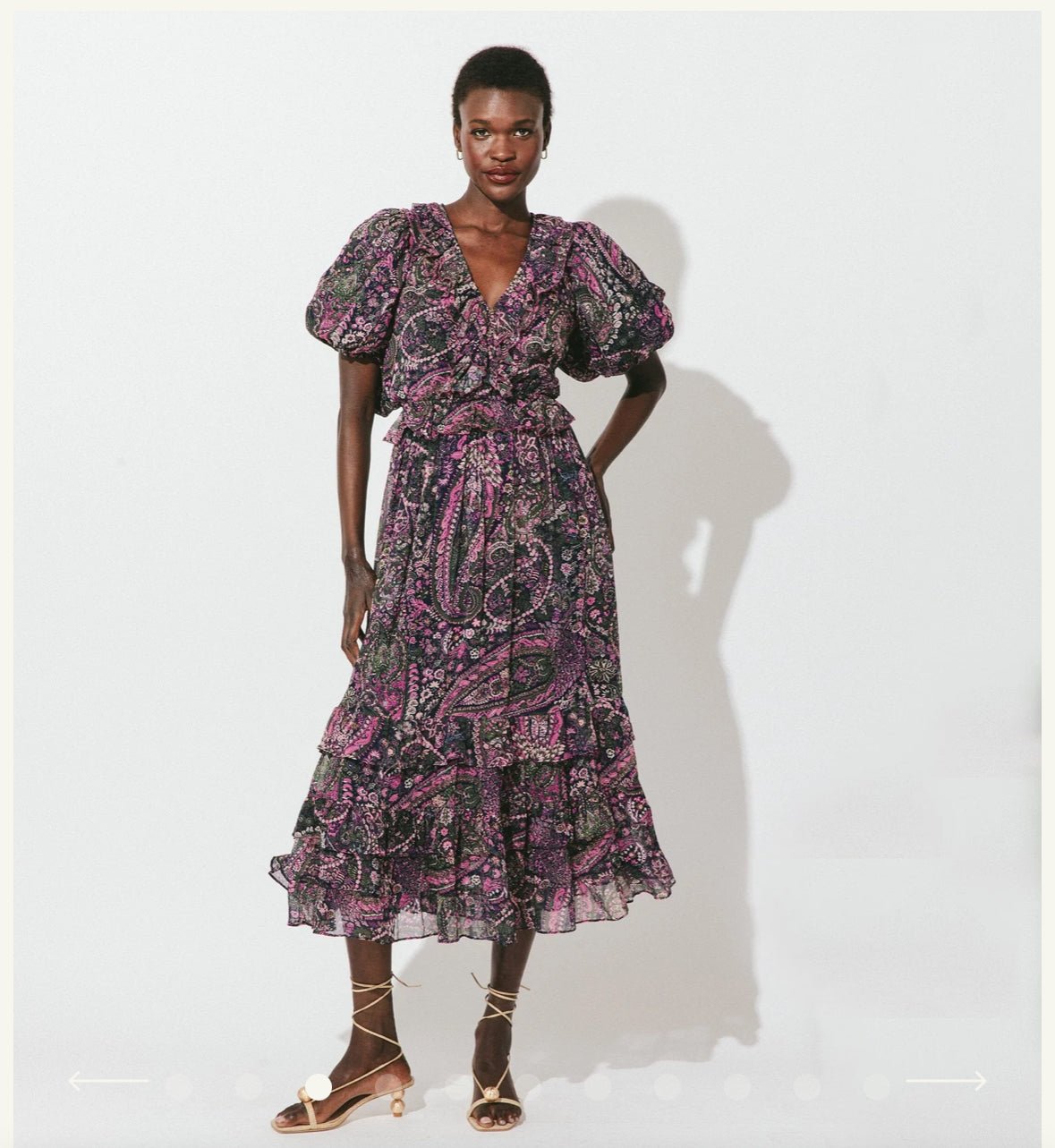 Cleobella Callista Violet Paisley Flower Midi Dress-Apparel-The Life ™ Boutique | Westfield, NJ-small-The Life ™ Boutique | Westfield, NJ